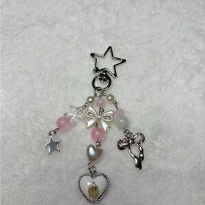 Coquette Kitty Charm Keychain 🎀 Pink Bow Pearl Star Bag Charm | 5 for $25
